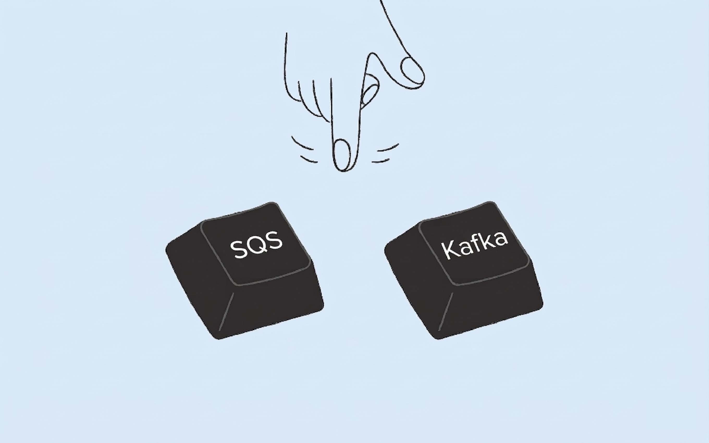 Hand choosing between SQS and Kafka keycaps